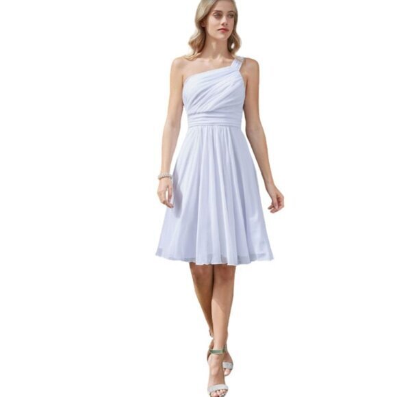 Cinderella Divine‎ One-Shoulder White A-Line Cocktail Dress - Size L - Picture 1 of 9